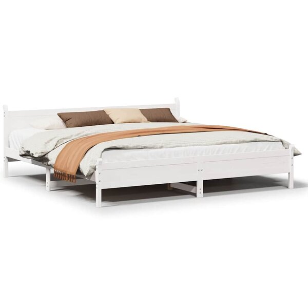 vidaXL Cadre de lit sans matelas blanc 200x200 cm bois massif de pin