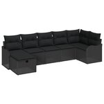 vidaXL Ensemble de canapé de jardin avec coussin 7 Pièces Noir Poly rotin