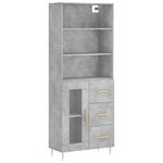 vidaXL Buffet haut Gris béton 69 5x34x180 cm Bois d'ingénierie