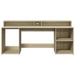 vidaXL Bureau avec lumières LED chêne sonoma bois d'ingénierie