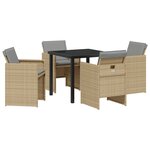 vidaXL Ensemble repas de jardin 5 pièces avec coussins beige en poly rotin
