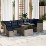 vidaXL Salon de jardin 8Pièces avec coussins gris résine tressée acacia