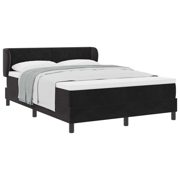 vidaXL Lit à ressorts avec matelas Noir 140 x 190 cm Velours