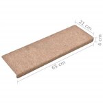vidaXL Tapis de marches d'escalier 10 Pièces crème 65x21x4 cm aiguilleté