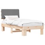 vidaXL Cadre de lit avec tête de lit rembourrée Gris clair 90 x 190 cm