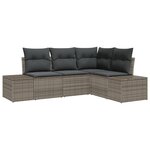 vidaXL Ensemble Canapé de Jardin de 4 Pièces avec Coussins Gris Rattan Poly
