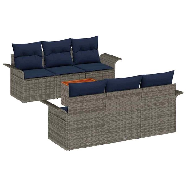vidaXL Ensemble de canapé de jardin avec coussin 7 Pièces Gris polyrotin