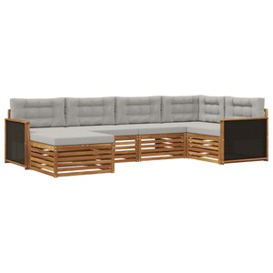 vidaXL Ensemble de canapés d'extérieur 6 Pièces Naturel et gris clair