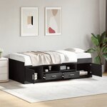 vidaXL Lit de jour avec tiroirs sans matelas noir 100x200 cm