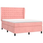 vidaXL Sommier à lattes de lit avec matelas Rose 140x190 cm Velours