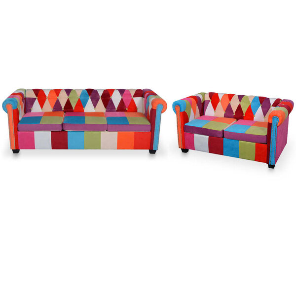 vidaXL Ensemble de canapés Chesterfield 2 Pièces tissu