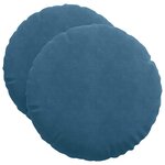 vidaXL Coussins de siège 2 pc Velours Bleu Ø50 x 19 cm