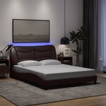 vidaXL Cadre de lit avec LED sans matelas Hvar marron foncé 140x200cm tissu
