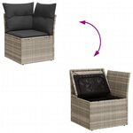 vidaXL Canapé d'angle de jardin et coussins gris clair résine tressée