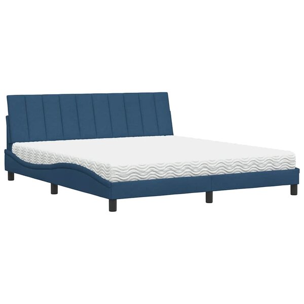vidaXL Lit avec matelas bleu 180x200 cm tissu
