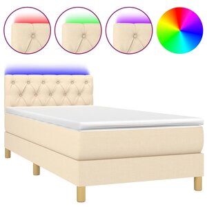 vidaXL Sommier à lattes de lit avec matelas LED Crème 80x200 cm Tissu