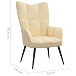 vidaXL Chaise de relaxation avec tabouret Blanc crème Velours