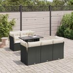 vidaXL Salon de jardin 6 Pièces avec coussins noir résine tressée