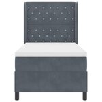vidaXL Lit à Ressorts avec Matelas LED Gris foncé 90 x 190 cm Velours