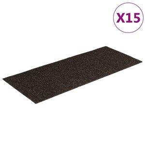 vidaXL Tapis d'escalier autocollants 15 pièces 60 x 25 cm Marron foncé Rectangulaire