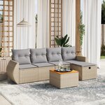 vidaXL Salon de jardin avec coussins 6Pièces mélange beige résine tressée