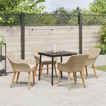 vidaXL Ensemble de salle à manger de jardin 5 pièces en poly rattan beige