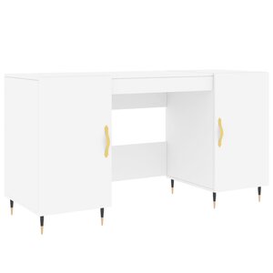 Bureau table poste de travail meuble d'ordinateur informatique étude 140 x 50 x 75 cm bois d'ingénierie blanc 02_0023510