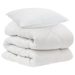 vidaXL Couette avec oreiller 2 Pièces Blanc Microfibre