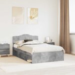 vidaXL Cadre de lit Béton 120 x 190 cm Bois de pin massif