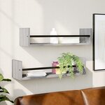 vidaXL Étagères murales avec barres 2 Pièces sonoma gris 60x16x14 cm