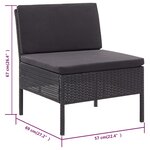 vidaXL Salon de jardin 3 Pièces avec coussins Résine tressée Noir