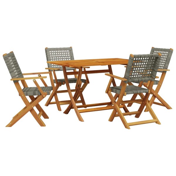 vidaXL Ensemble à manger de jardin 5 Pièces résine tressée et bois massif