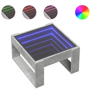 vidaXL Table basse avec LED infini gris béton 50x53x30 cm