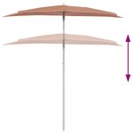 vidaXL Demi-parasol de jardin avec mât 180x90 cm terre cuite