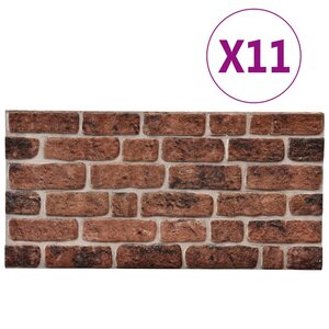 Vidaxl panneaux muraux 3d design brique marron foncé 11 pcs eps