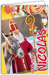 Carte Vive Saint Nicolas Bonne fête avec Enveloppe