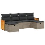 vidaXL Salon de jardin 6 Pièces avec coussins gris résine tressée
