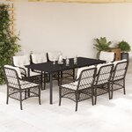 vidaXL Ensemble à manger de jardin et coussins 9 Pièces marron poly rotin
