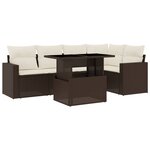 vidaXL Salon de jardin avec coussins 6 Pièces marron résine tressée