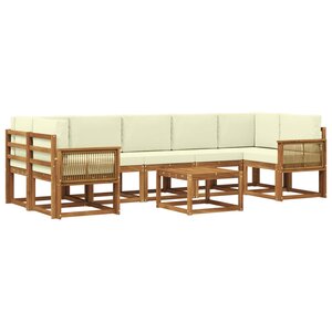 vidaXL Ensemble de canapés d'extérieur 8 pc Naturel et Crème Polyester