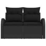 vidaXL Canapé de jardin 2 places avec coussins noirs en poly rotin