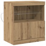 Buffet vidaXL avec lumières LED Chêne Artisan 60x37x67 cm