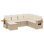 vidaXL Salon de jardin avec coussins 7 Pièces beige résine tressée