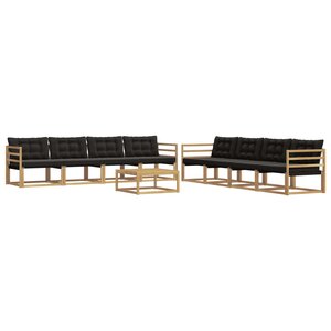 vidaXL Ensemble de canapés d'extérieur 9 pc Blanc et noir