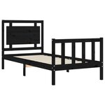 vidaXL Cadre de lit avec tête de lit noir petit simple bois massif