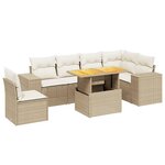 vidaXL Salon de jardin avec coussins 7 Pièces beige résine tressée