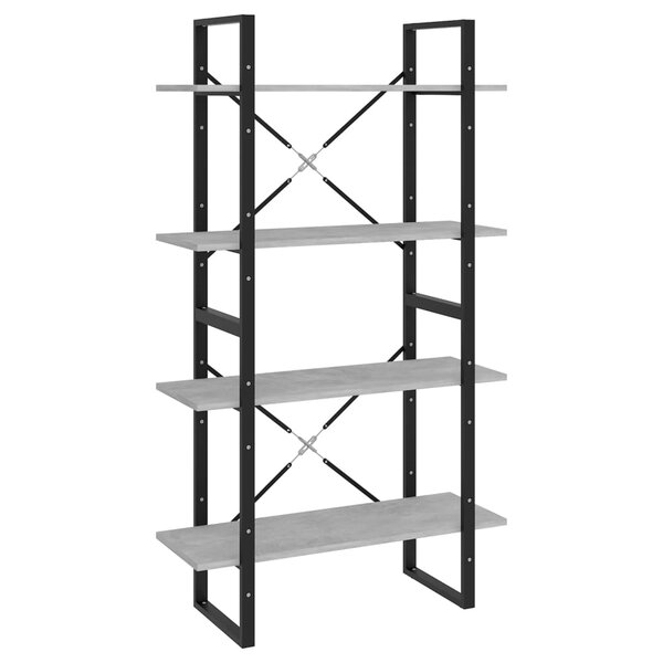 vidaXL Bibliothèque à 4 niveaux gris béton 80x30x140cm bois ingénierie
