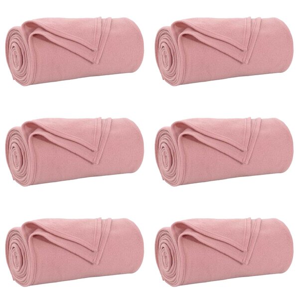 vidaXL Couvertures à jeter 6 Pièces Rose 170 x 130 cm Toison
