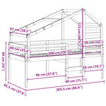 vidaXL Lit haut avec toit blanc 90x200 cm bois de pin massif