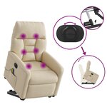 vidaXL Fauteuil inclinable de massage électrique Crème Tissu